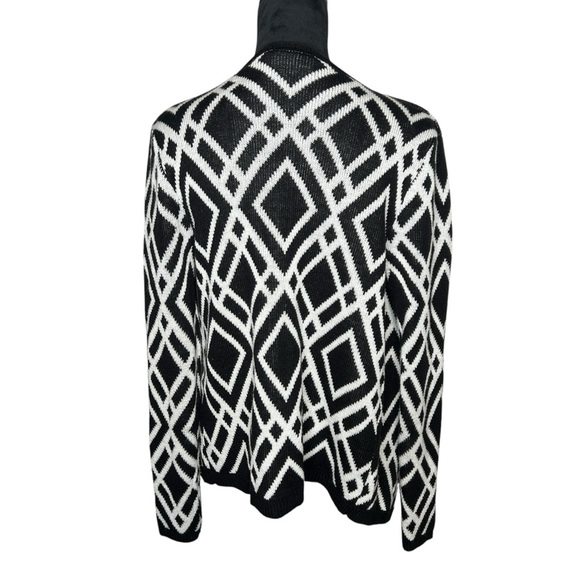 Versona Open Front Geometric Black and White Women's Cardigan Size Medium - Picture 8 of 10